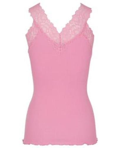 Rosemunde Bubblegum Organic Top With Lace - Rosa