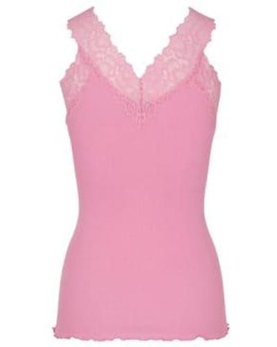 Rosemunde Bubblegum Organic Top With Lace / Xs - Pink