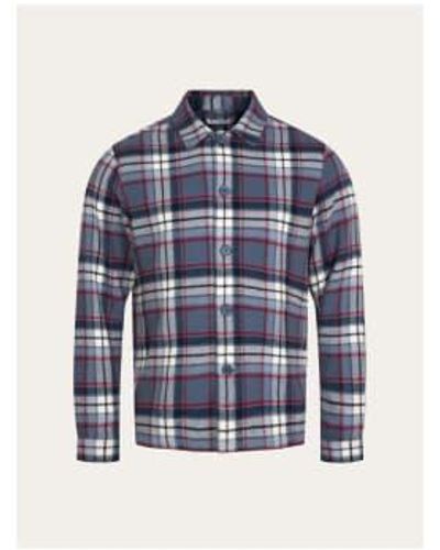 Knowledge Cotton Big Checked Heavy Flannel Overshirt China - Blu