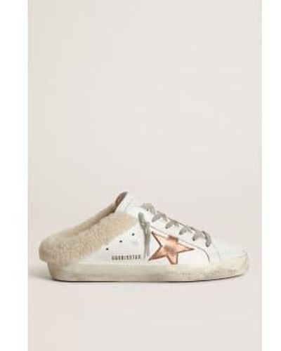Golden Goose Super Star Sabot Leather Upper Laminated Shearing Lining Flowers Embossed Foxing 36 / /chocolate Brown/beige Female - White