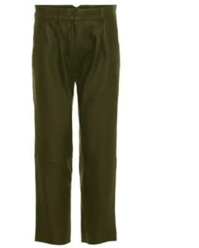 Mdk Dark Iris Leather Trousers 36 - Green