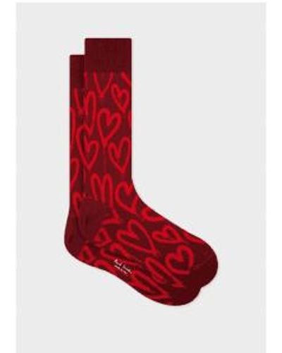 Paul Smith Heart Socks Os - Red