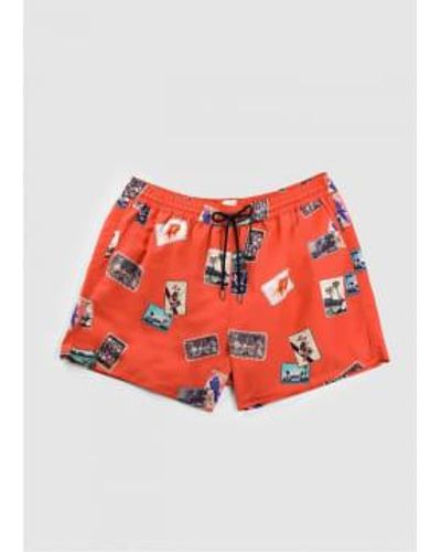 Paul Smith Mens Postcards Swim Shorts In 1 - Rosso