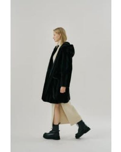 Gestuz Bonnie Faux Fur Coat Xs - Black