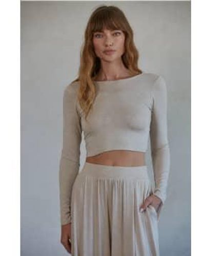 By Together Long Sleeve Jersey Crop Top - Grigio