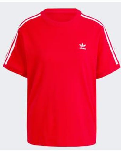 adidas Meilleur écarlate Originals 3 Stripe Womens T-shirt - Rouge
