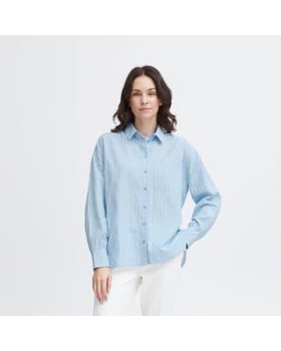 Fransa Pin Shirt Hydrangea Mix S - Blue