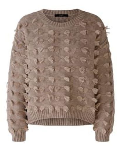 Ouí Textured Sweater Taupe Uk 14 - Brown
