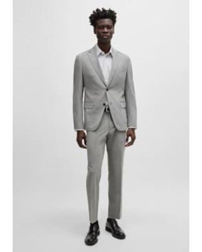 BOSS P-huge-2pcs Silver Grey Slim Fit Suit With Micro Weave 50514628 041 48