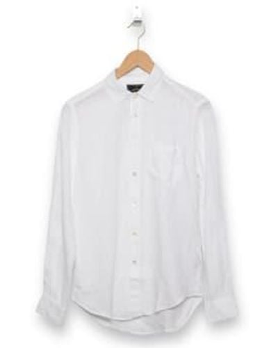 Portuguese Flannel Camisa bolsillo lino blanco