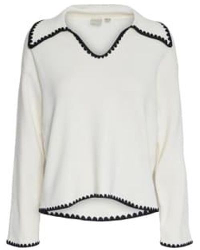 Y.A.S Stitch Knit Pullover S - White