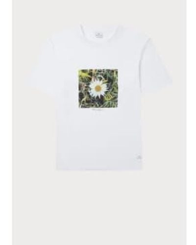 Paul Smith Daisy Print Photo T Shirt - Bianco