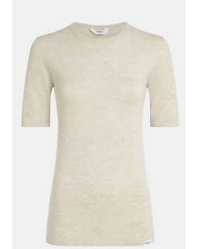 Penn&Ink N.Y Crew Neck Short Sleeve Knit Top Sand Marl Xs - Natural