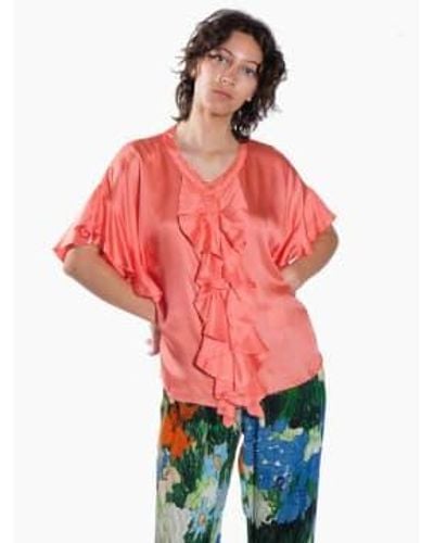 ASTA N Evelina Blouse Coral Xs - Red