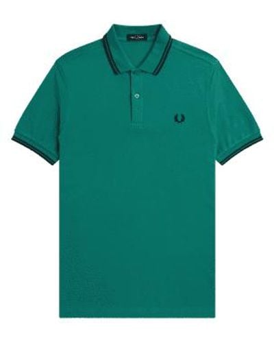 Fred Perry Slim Fit Twin Tipps Polo Deep Mint Green - Grün