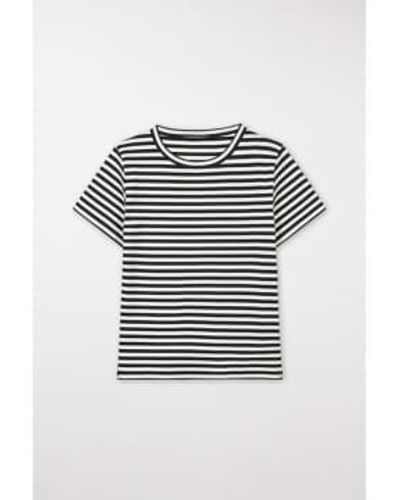 Luisa Cerano Striped Crew Neck T Shirt Size 10 Col White - Blu