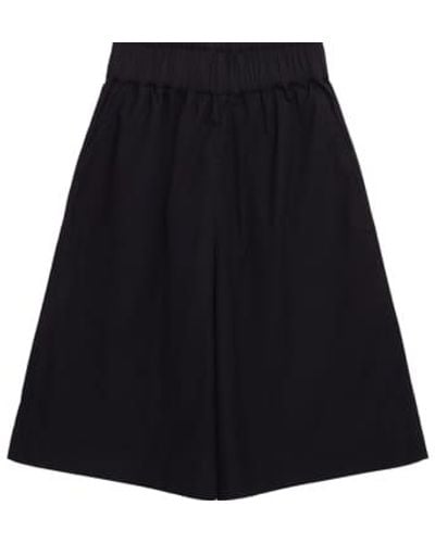 Knowledge Cotton 2050014 Eve Culotte High Rise Extra Wide Shorts Jet - Nero