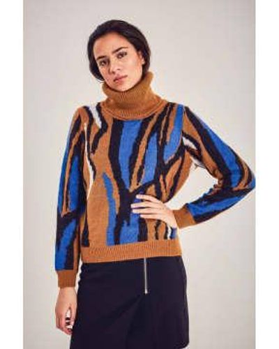Ichi Mary Knitted Roll Neck Xs - Blue