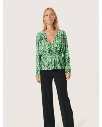 Soaked In Luxury Ina Wrap Blouse Medium Small - Green