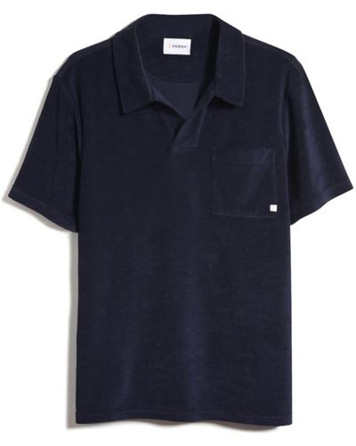 Farah True Navy Tomson Towling Short Sleeve Polo Shirt - Blue