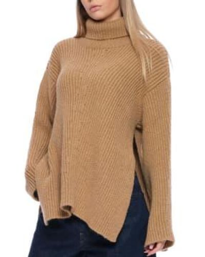 Akep K11075 Cammello Maglieria Sweater S - Natural