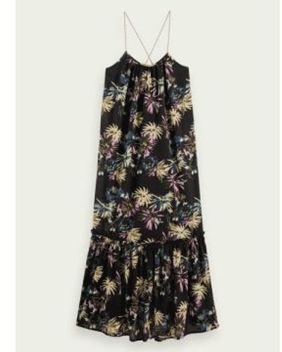 Scotch & Soda Vestido maxi correa nivel negro aster