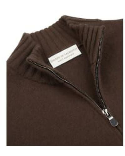 FILIPPO DE LAURENTIIS Chocolate Wool & Cashmere 1/4 Zip Neck Sweater Mz3mlwc7r 290 50 - Brown