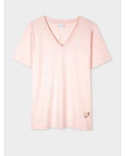 Paul Smith Pale V Necked T Shirt - Pink