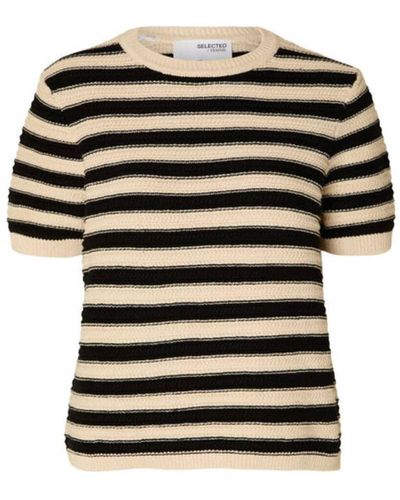 SELECTED Dora Knitted Top - Black