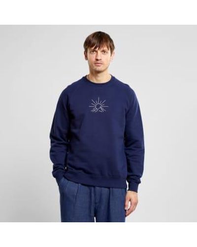 Dedicated Sweatshirt Malmoe Line Mountain Emb Navy - Blau