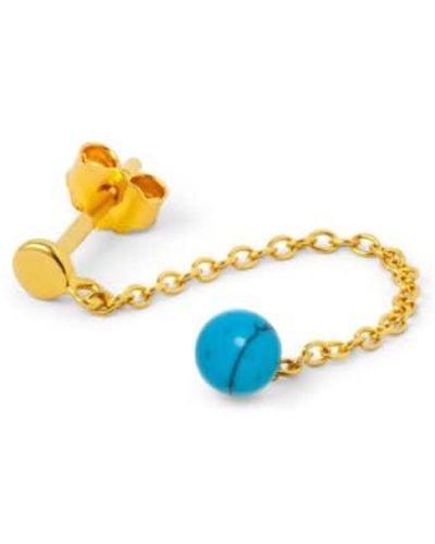 Lulu Stone Chain Earring Turquoise Single Gold - Blue