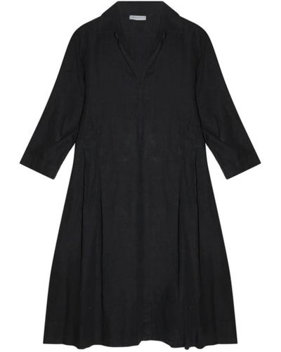 Cashmere Fashion Rosso35 Genova Linen Dress - Black