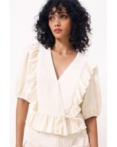 FRNCH Louanne Creme Blouse - White