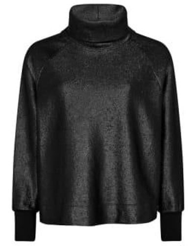Mos Mosh Hunt Foil Roll Neck Sweatshirt Xs - Black