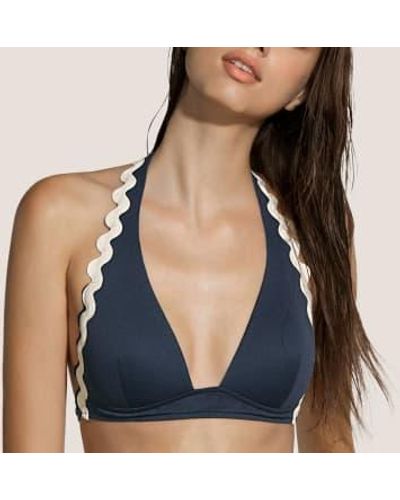 Andres Sarda A ssiné triangle bikini top dans la marine - Bleu