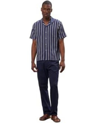 Hartford Palm Mc Woven Stripe Shirt / M - Blue