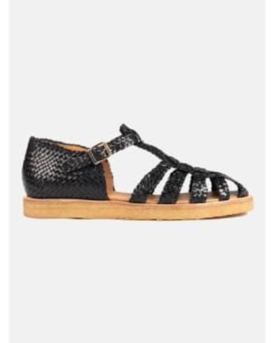 ANGULUS Hand Braided Lace Up Sandal With Buckle - Nero
