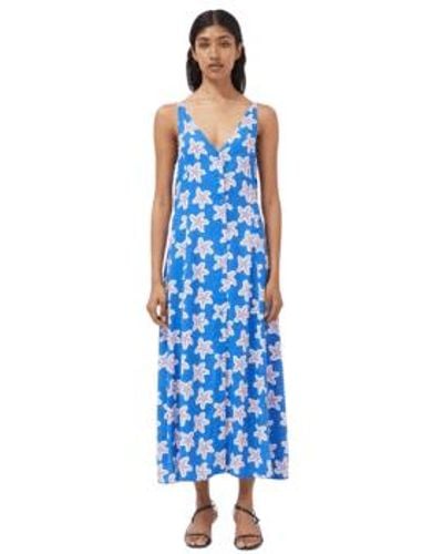 Compañía Fantástica Printed Strap Dress In And White From - Blu