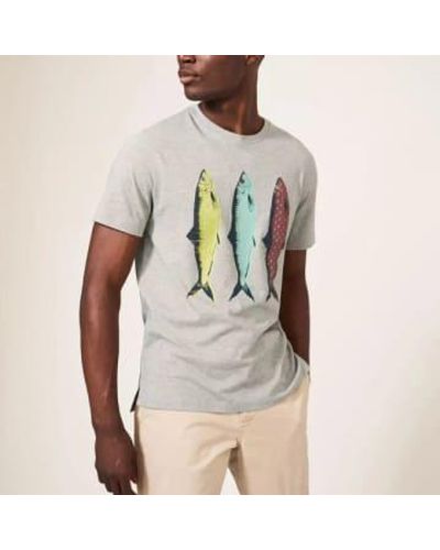 White Stuff Pattern Fish Graphic T-shirt Light Natural S