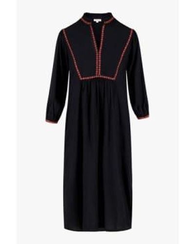 Zusss Dress With Embroidery /coral Pink Small - Black