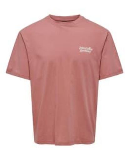 Only & Sons Kason Relax Print T-Shirt Dusty Ceder - Pink