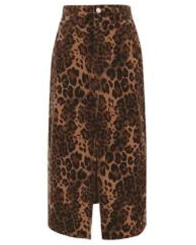 FRNCH Nassia Midi Skirt In Leopard From - Marrone