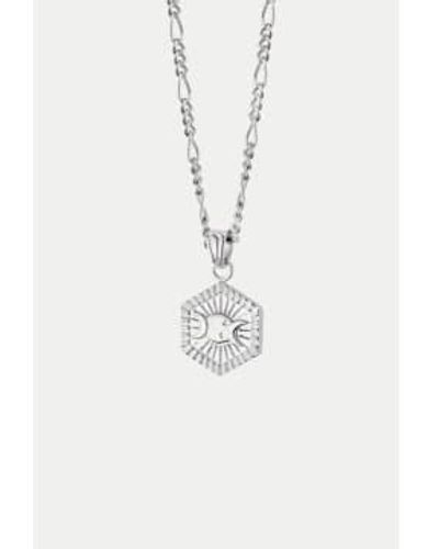 Daisy London Collar hexagonal plata con diosa estee lalon - Blanco