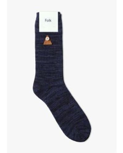 Folk S Melange Sock - Blue