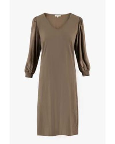 Zusss Dress With Puff Sleeve Clay Small - Brown