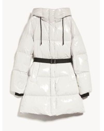 Weekend by Maxmara Key Hi Shine Belted Showerproof Puffa Coat Size 12 - Bianco