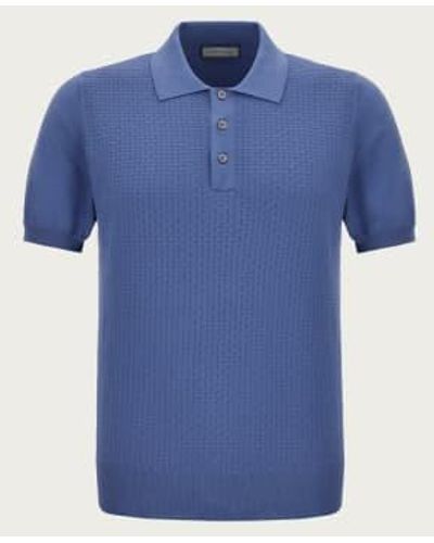 Canali Air Ce Knitted Garment Dyed Polo Shirt C0127-mk02076-372 48 - Blue