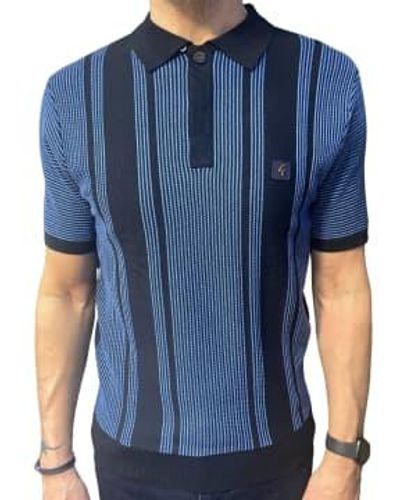 Gabicci Dante Knitted Polo Shirt - Blue