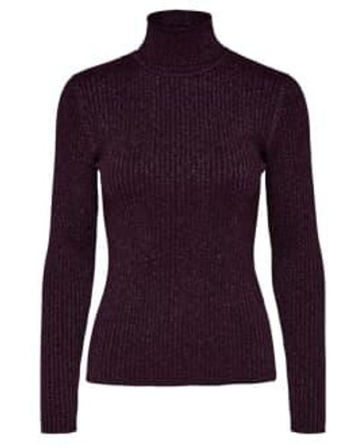 SELECTED Lydia lurex rollneck knit deep - Violet