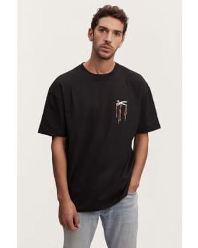 Denham The Jeanmaker Drip Boxy Fit T Shirt Large - Black